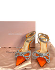 Mach & Mach Double Bow Silk-Satin Orange Pumps EU 36