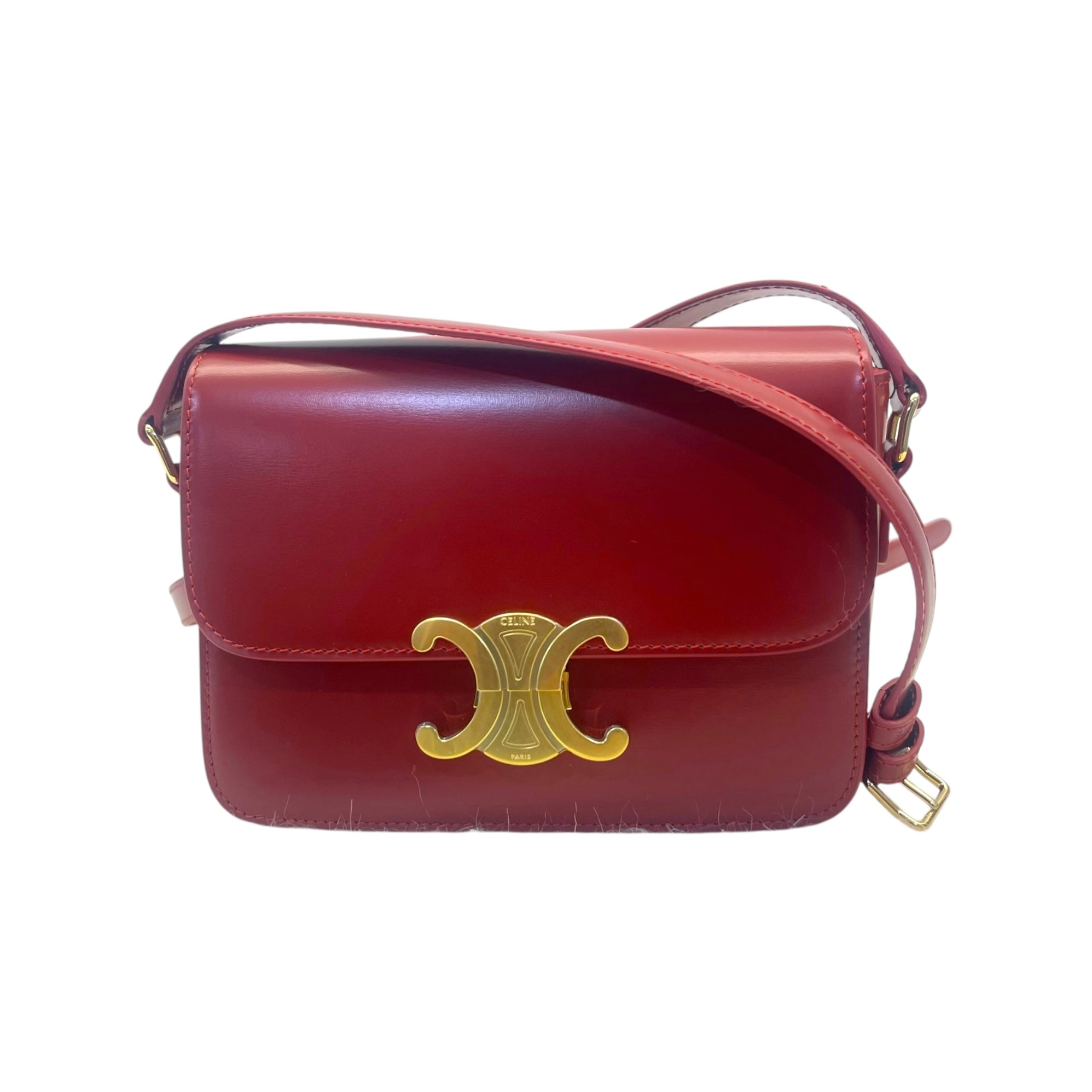 Celine Red Calfskin Leather Crossbody Bag