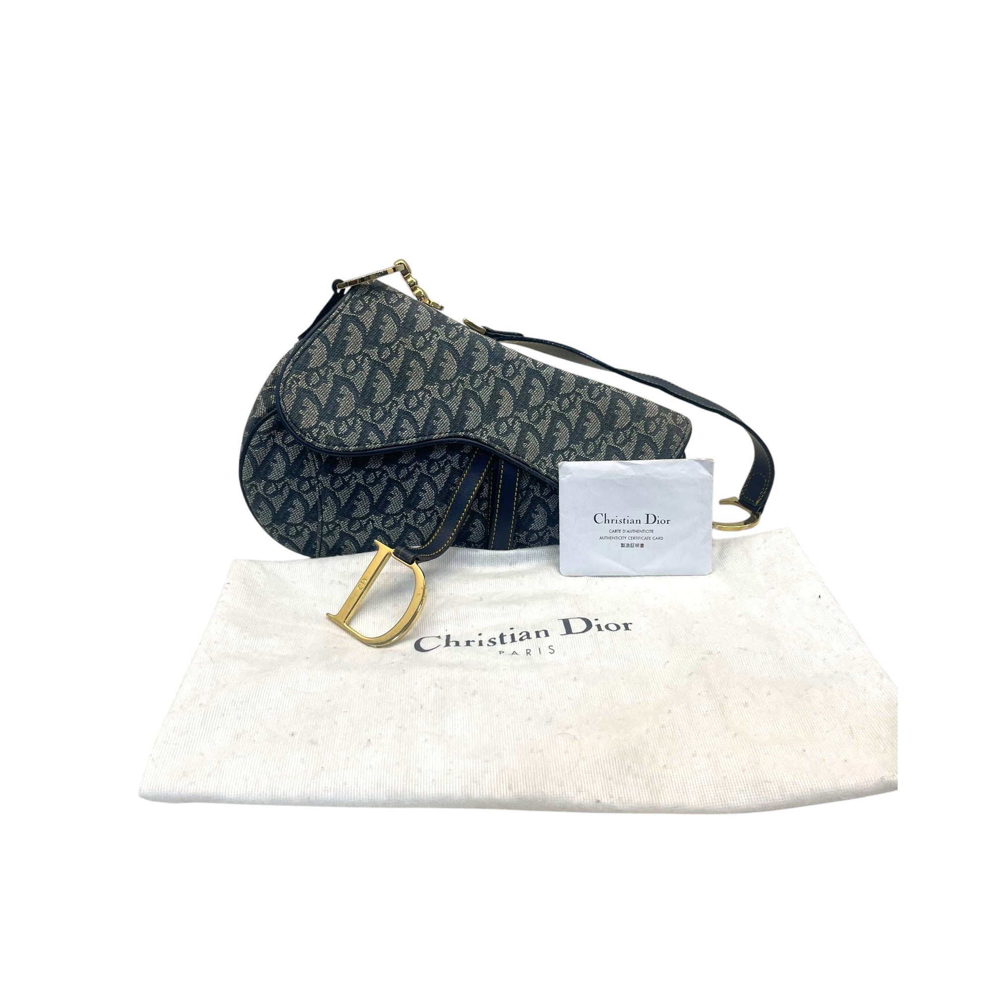 Christian Dior Blue Saddle Bag Oblique Jacquard Bag