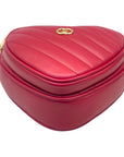Gucci Red Leather Interlocking G Mini Heart Shoulder Bag
