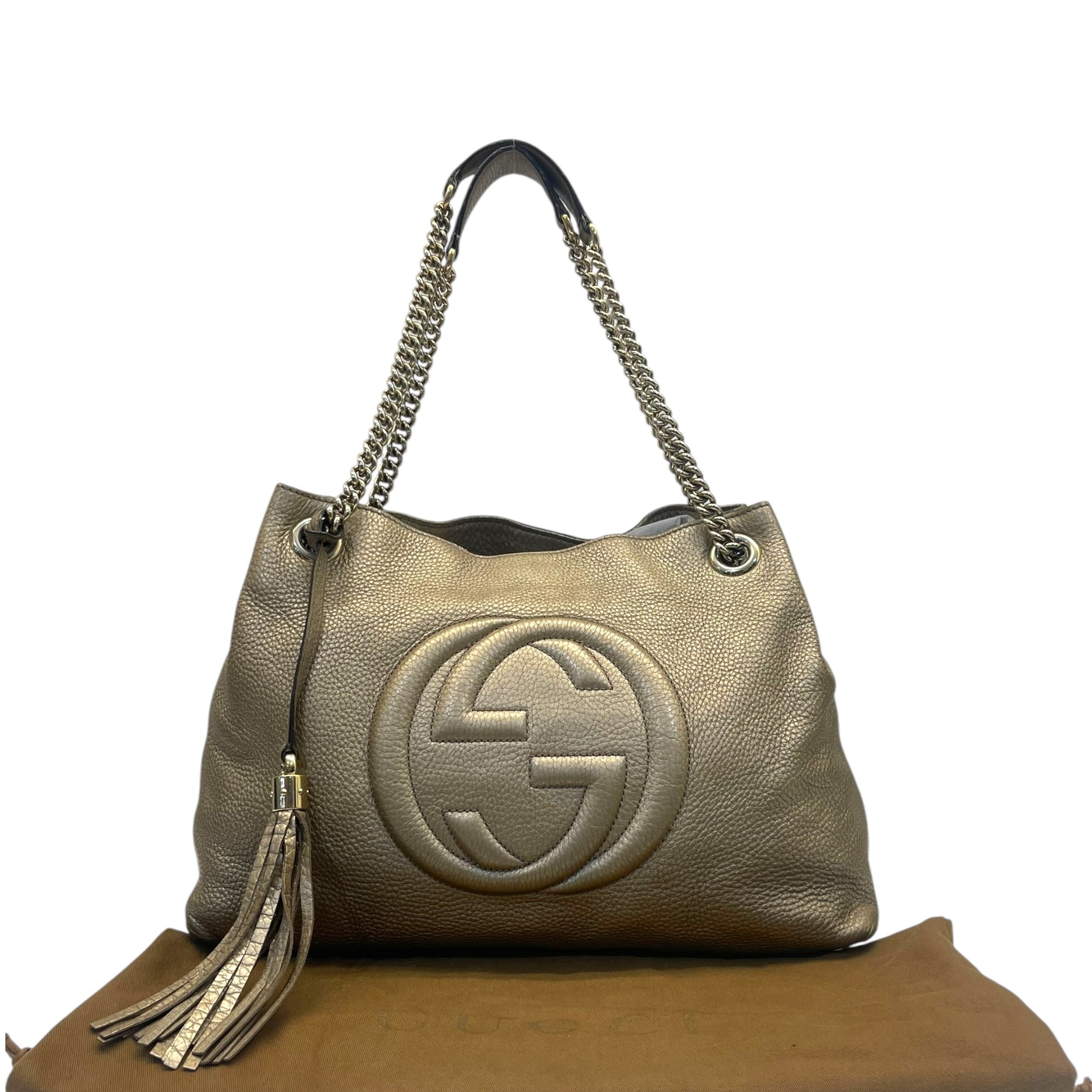 Gucci Gold Leather Medium Soho Chain Shoulder Bag