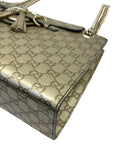 Gucci Metallic Beige Guccissima Leather Emily Chain Shoulder Bag