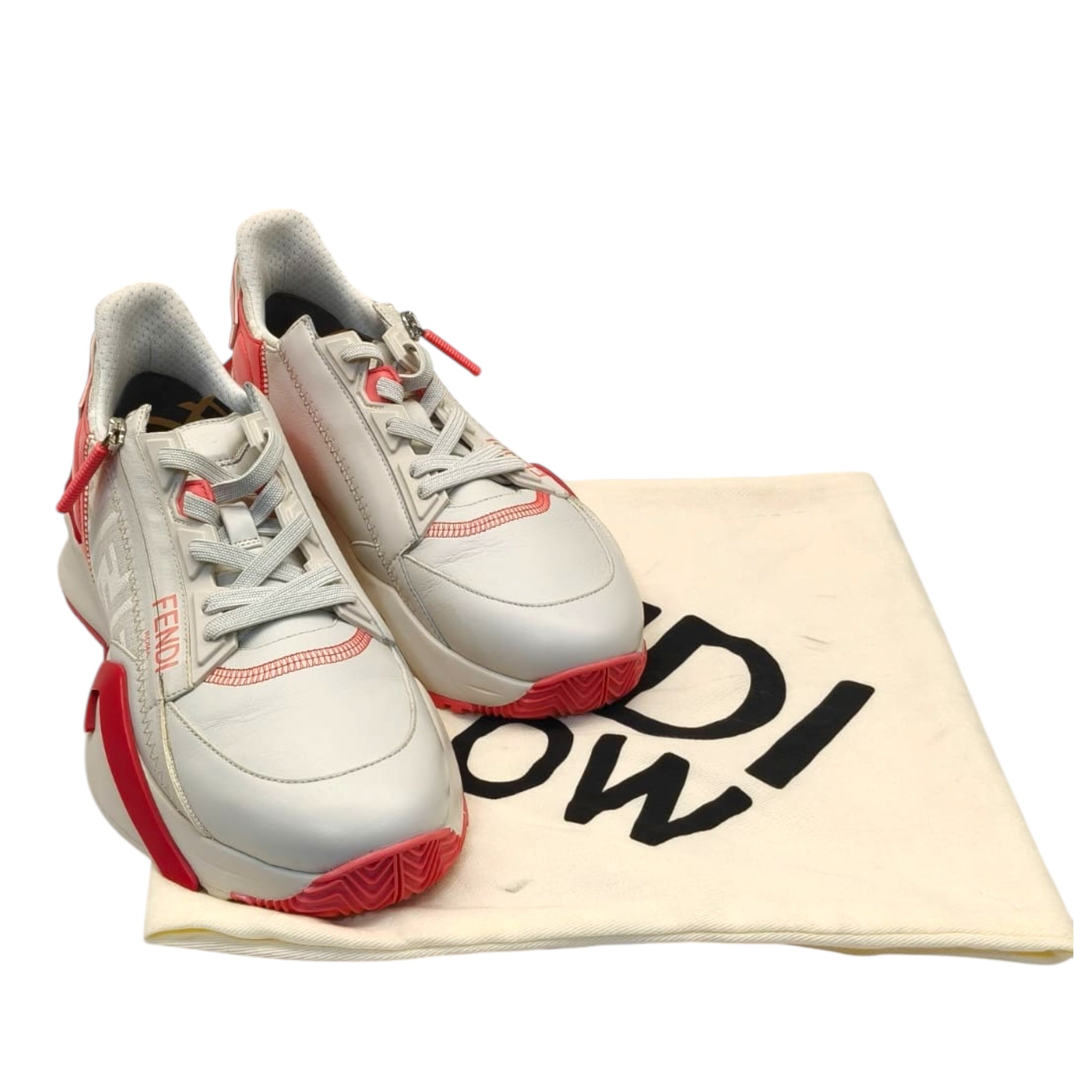 Fendi Pink/White Leather Fendi Flow Sneakers EU 40