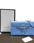 Gucci Double G Embossed Emily Full Leather Chain Bag