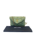 Saint Laurent Olive Puffer Leather Medium Loulou Shoulder Bag
