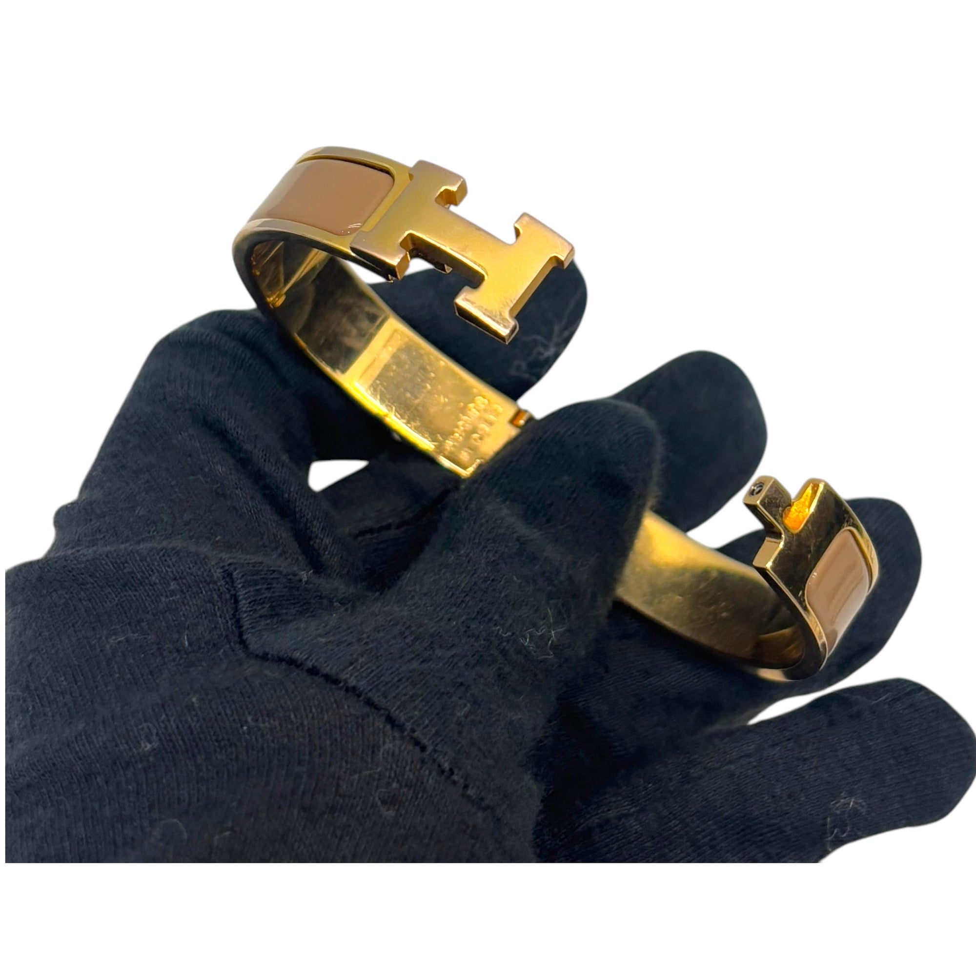 Hermes Clic Clac H Enamel Gold Plated Bracelet