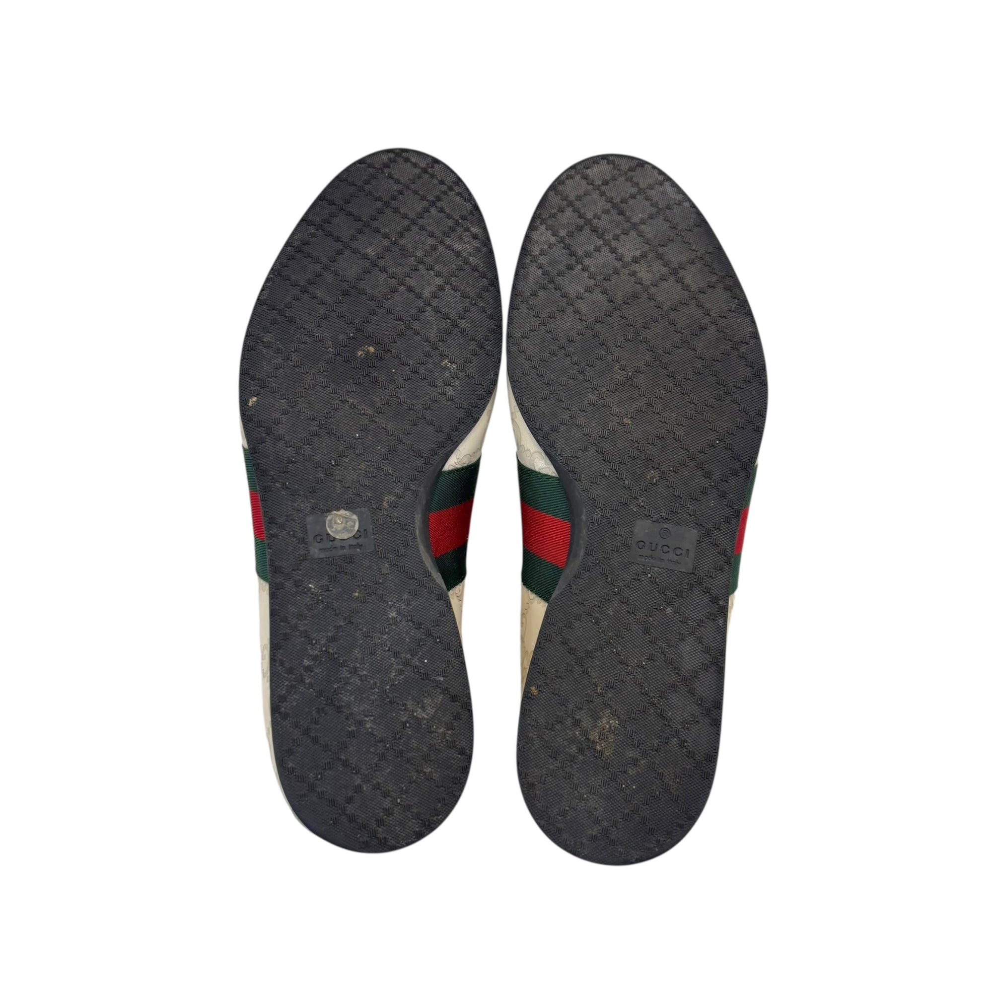 Gucci Off White Guccissima Leather and Suede Web Low Top Sneakers EU 43