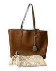 Tory Burch Brown Leather Triple Compartment Perry Tote Bag
