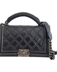 Chanel Midnight Quilted Leather Medium Wild Stitch Chain Boy Top Handle Bag