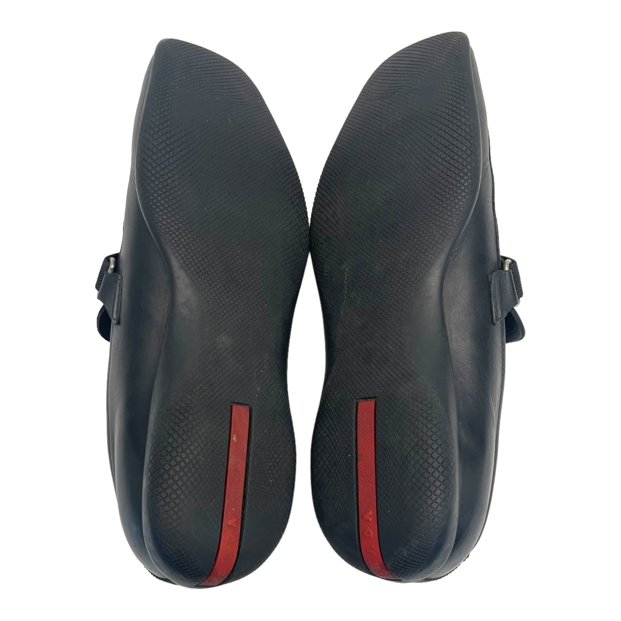 Prada Buckle Driving Loafers in Black Leather Size EU 41.5