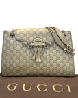 Gucci Metallic Beige Guccissima Leather Emily Chain Shoulder Bag