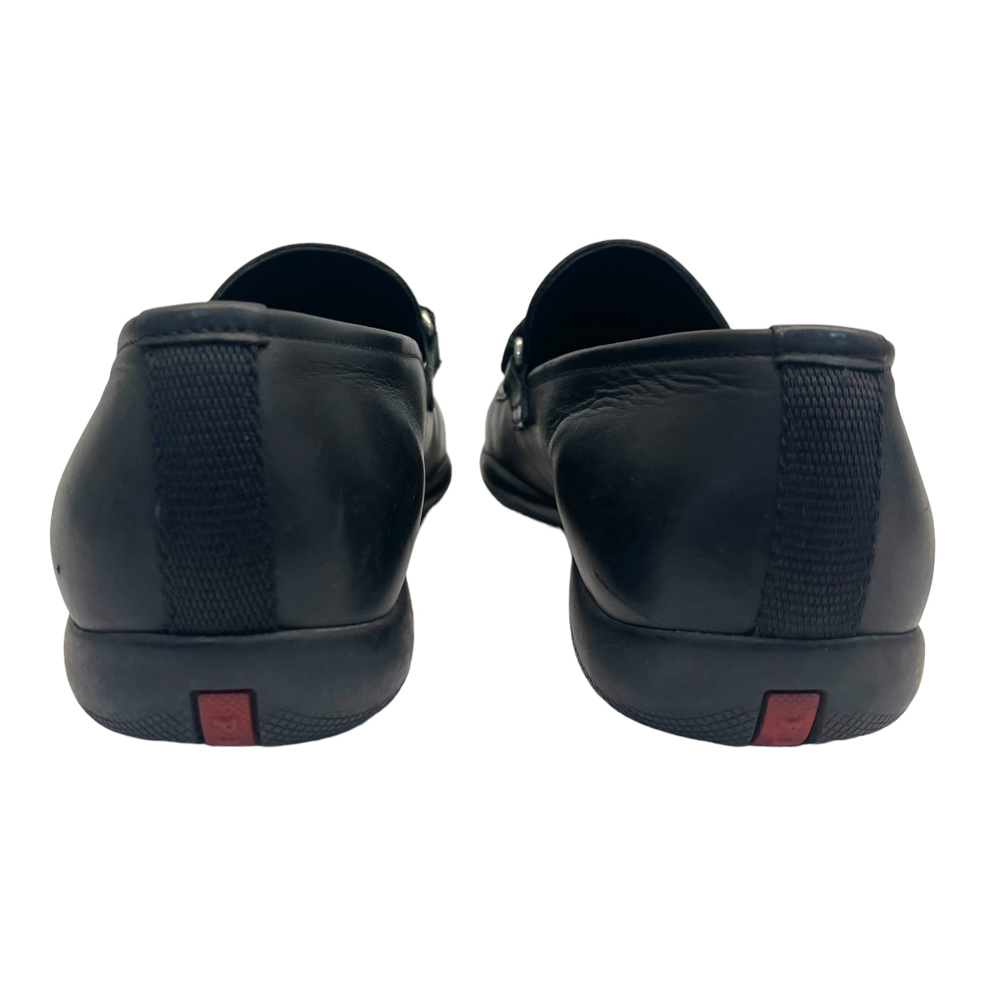Prada Buckle Driving Loafers in Black Leather Size EU 41.5