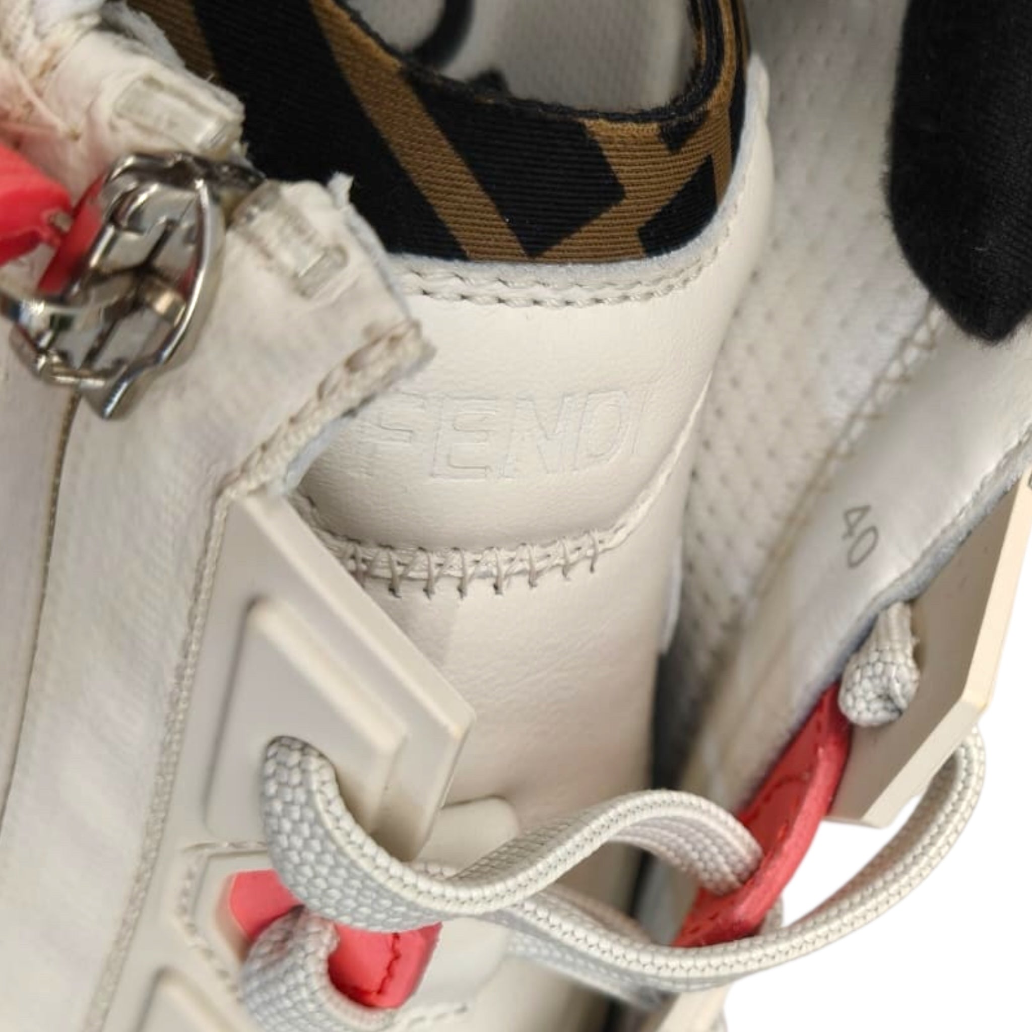 Fendi Pink/White Leather Fendi Flow Sneakers EU 40
