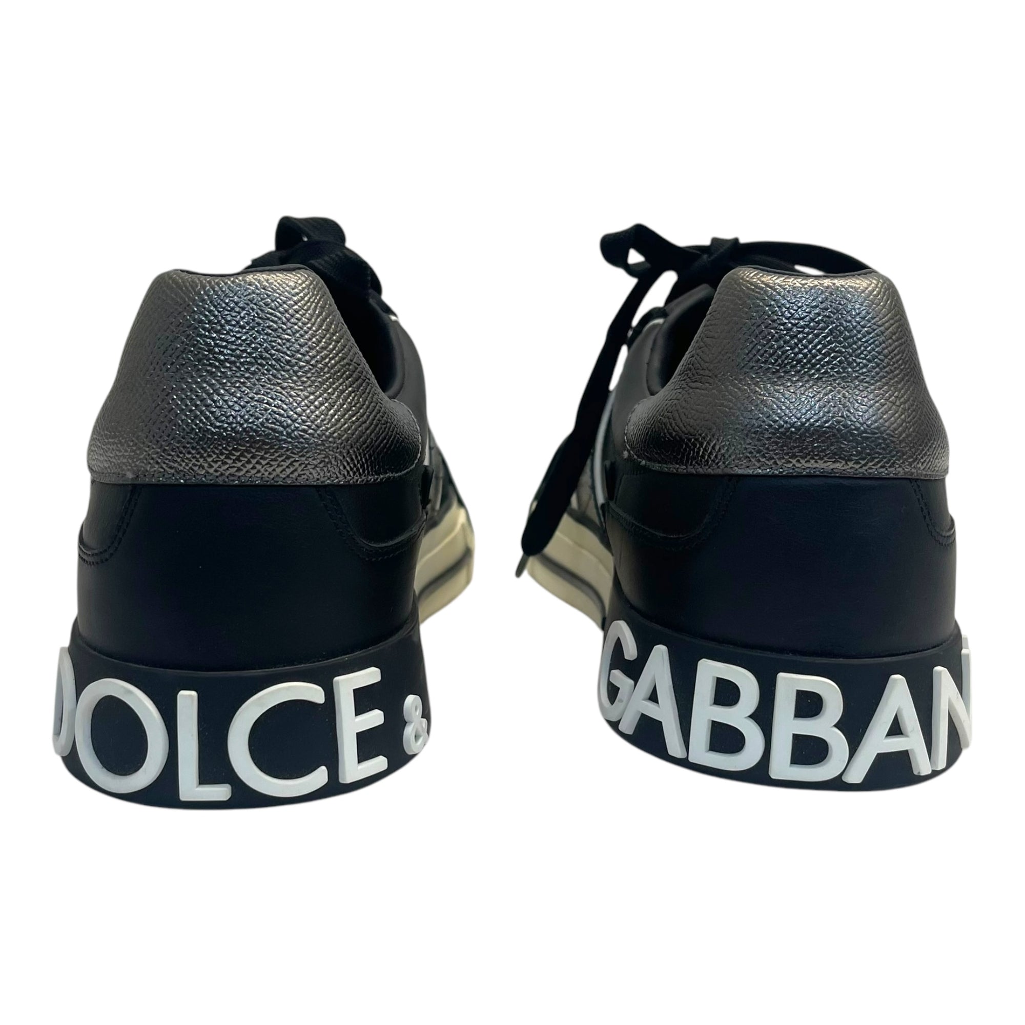 Dolce & Gabbana Black Leather and Rubber Custom 2.Zero Sneakers EU 44