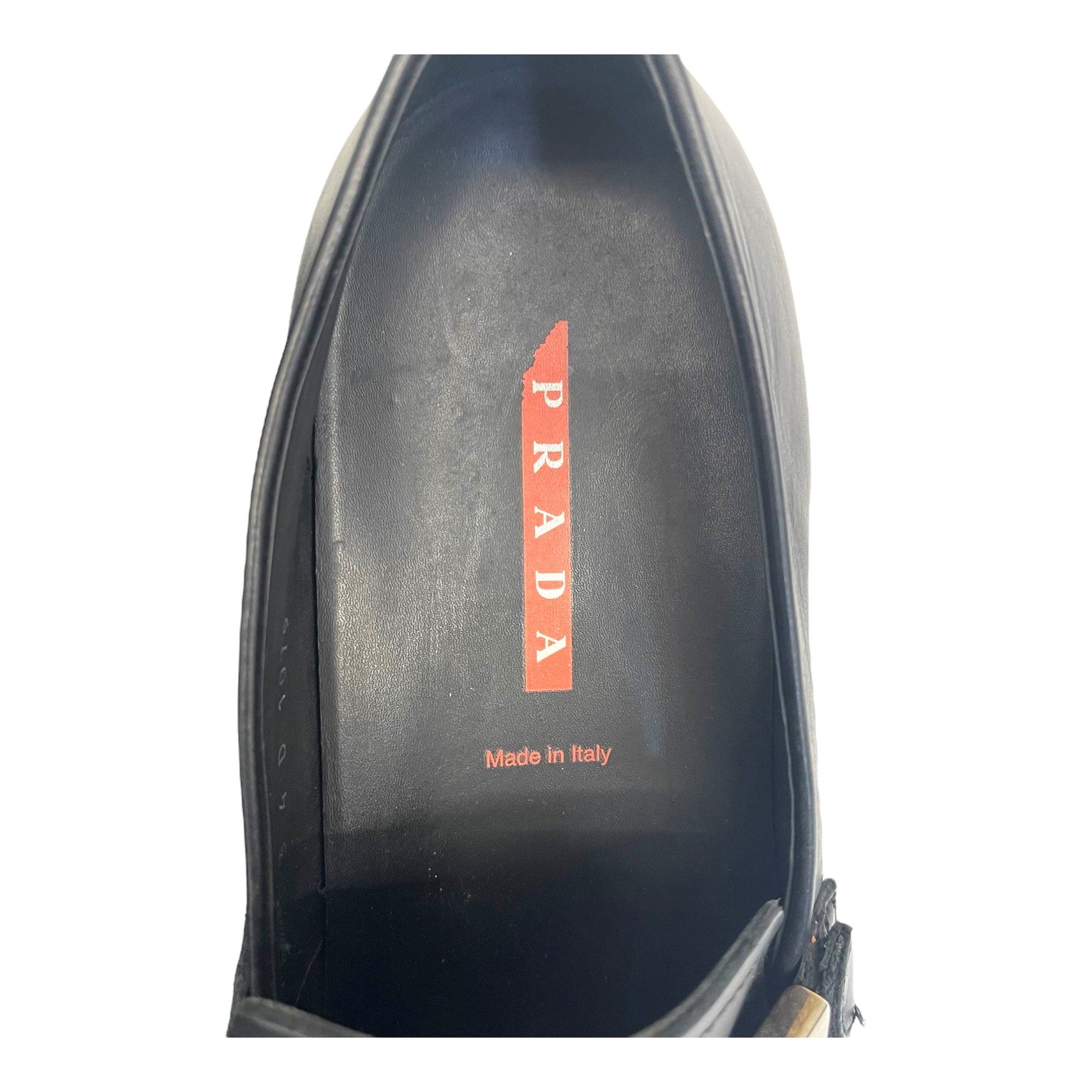 Prada Buckle Driving Loafers in Black Leather Size EU 41.5