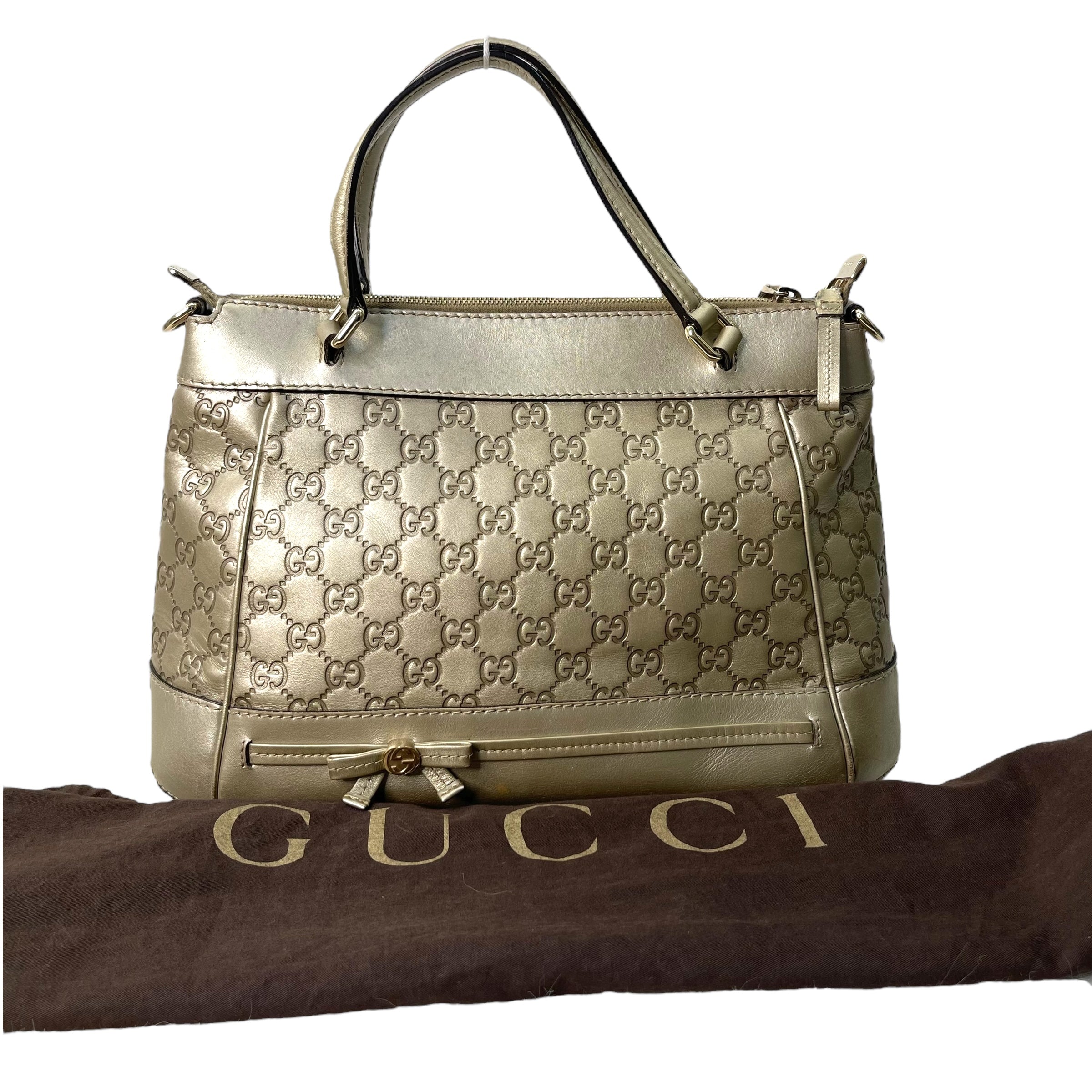 Gucci Gold Leather Guccissima Mayfair Tote Bag