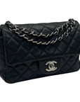 Chanel Classic Mini Flap Bag in Black Pebbled Leather