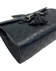 Gucci Black Guccissima Leather Emily Chain Shoulder Bag