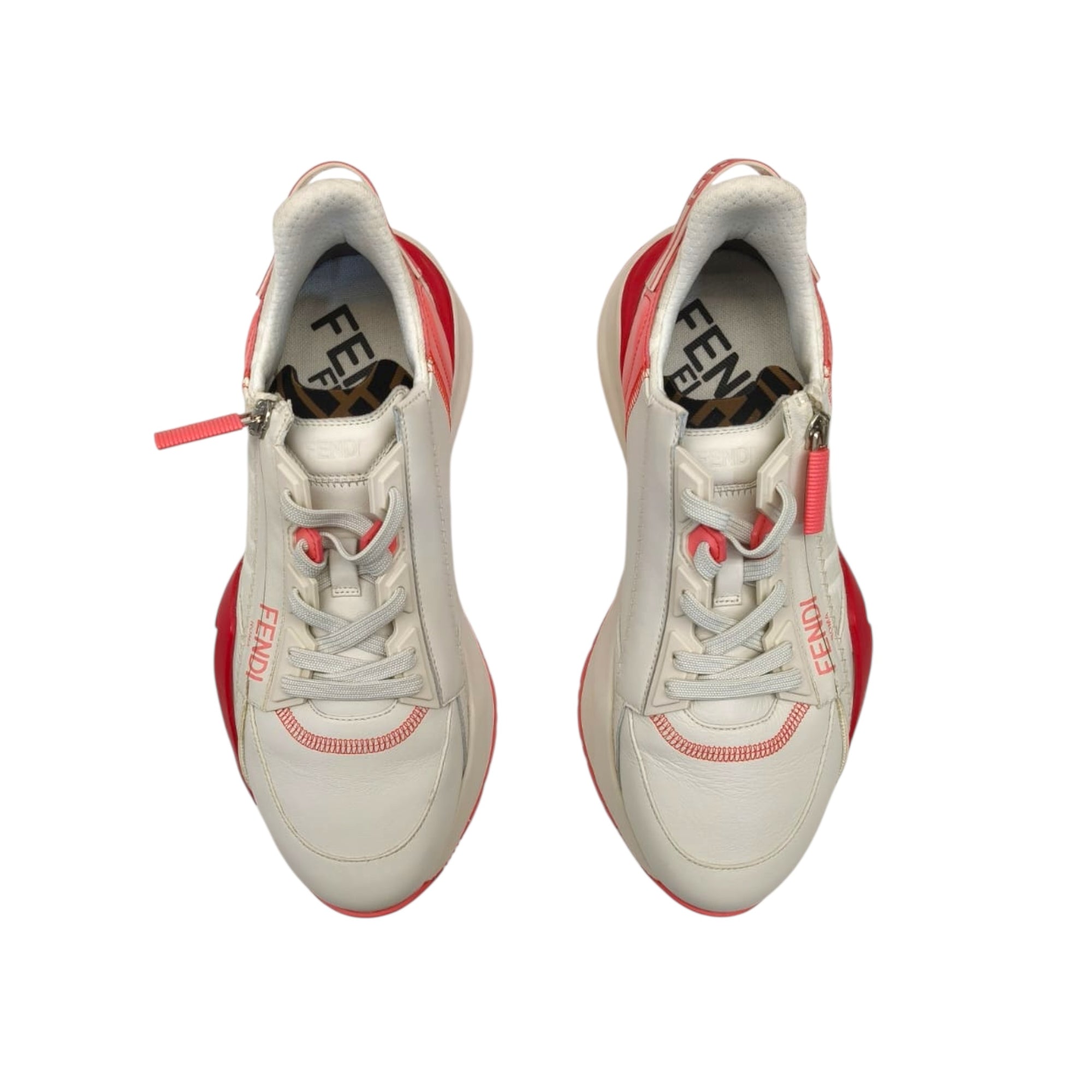 Fendi Pink/White Leather Fendi Flow Sneakers EU 38