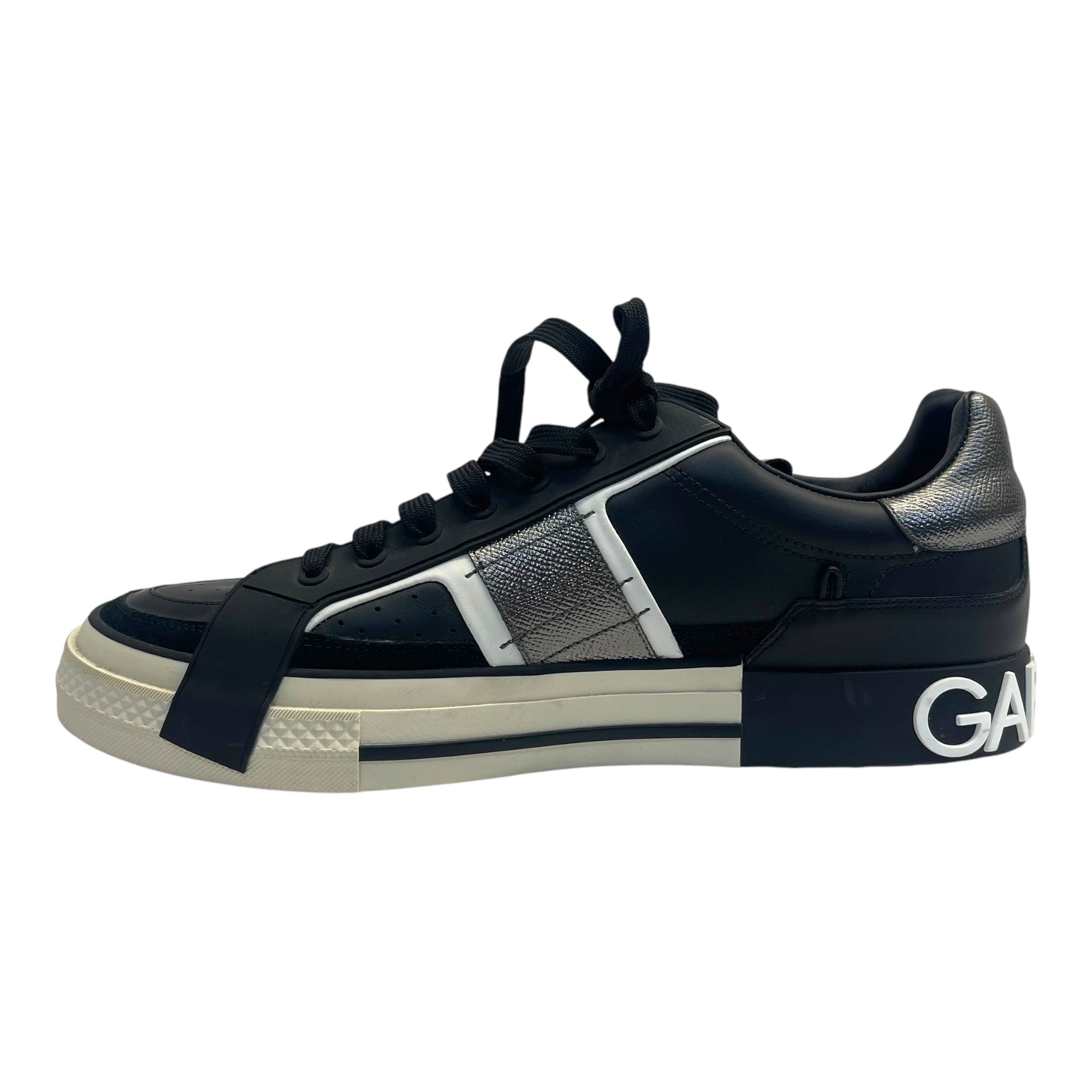 Dolce & Gabbana Black Leather and Rubber Custom 2.Zero Sneakers EU 44