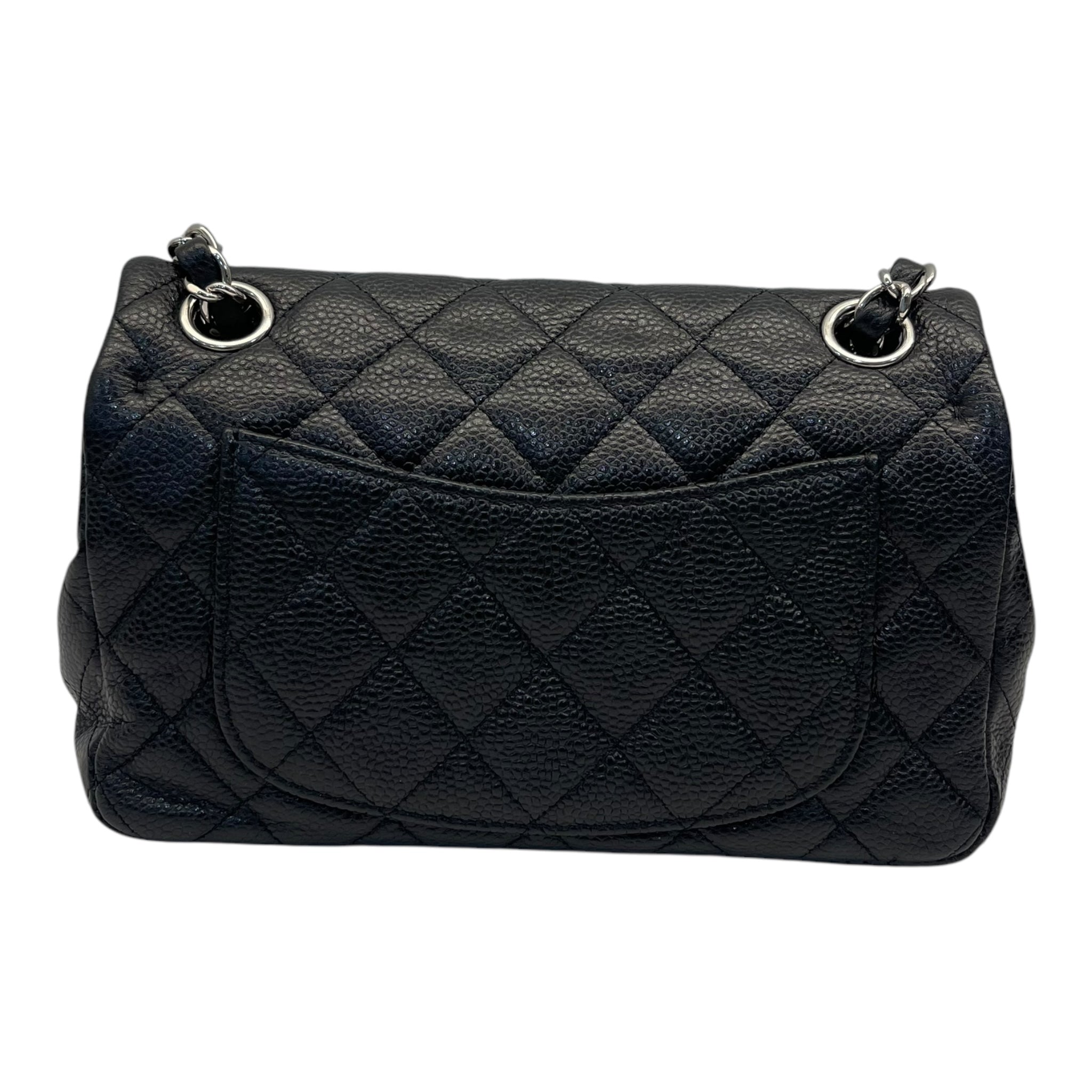 Chanel Classic Mini Flap Bag in Black Pebbled Leather
