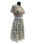 Needle and Thread Lazy Daisy Embroidered Grey Floral Dress EU 36
