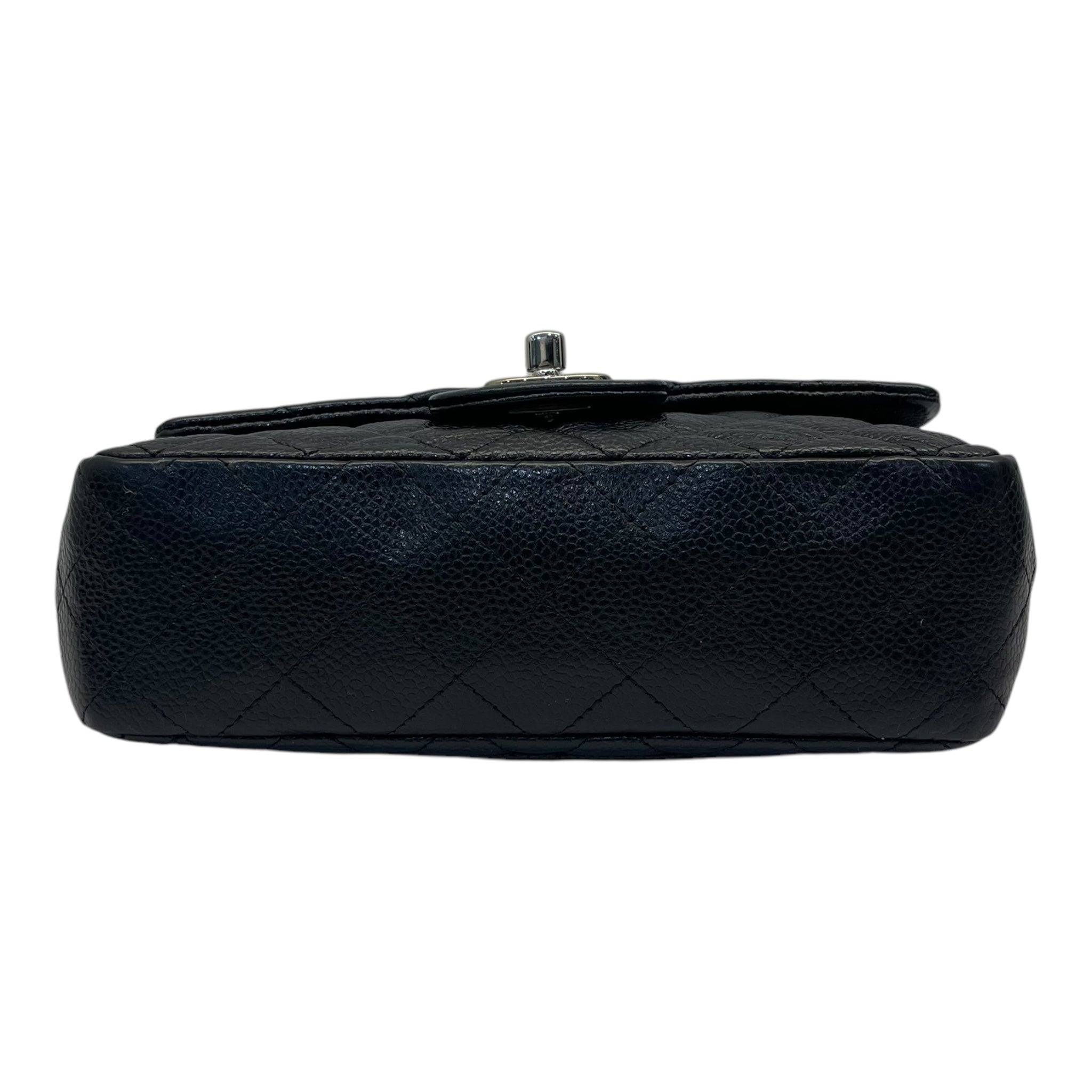 Chanel Classic Mini Flap Bag in Black Pebbled Leather