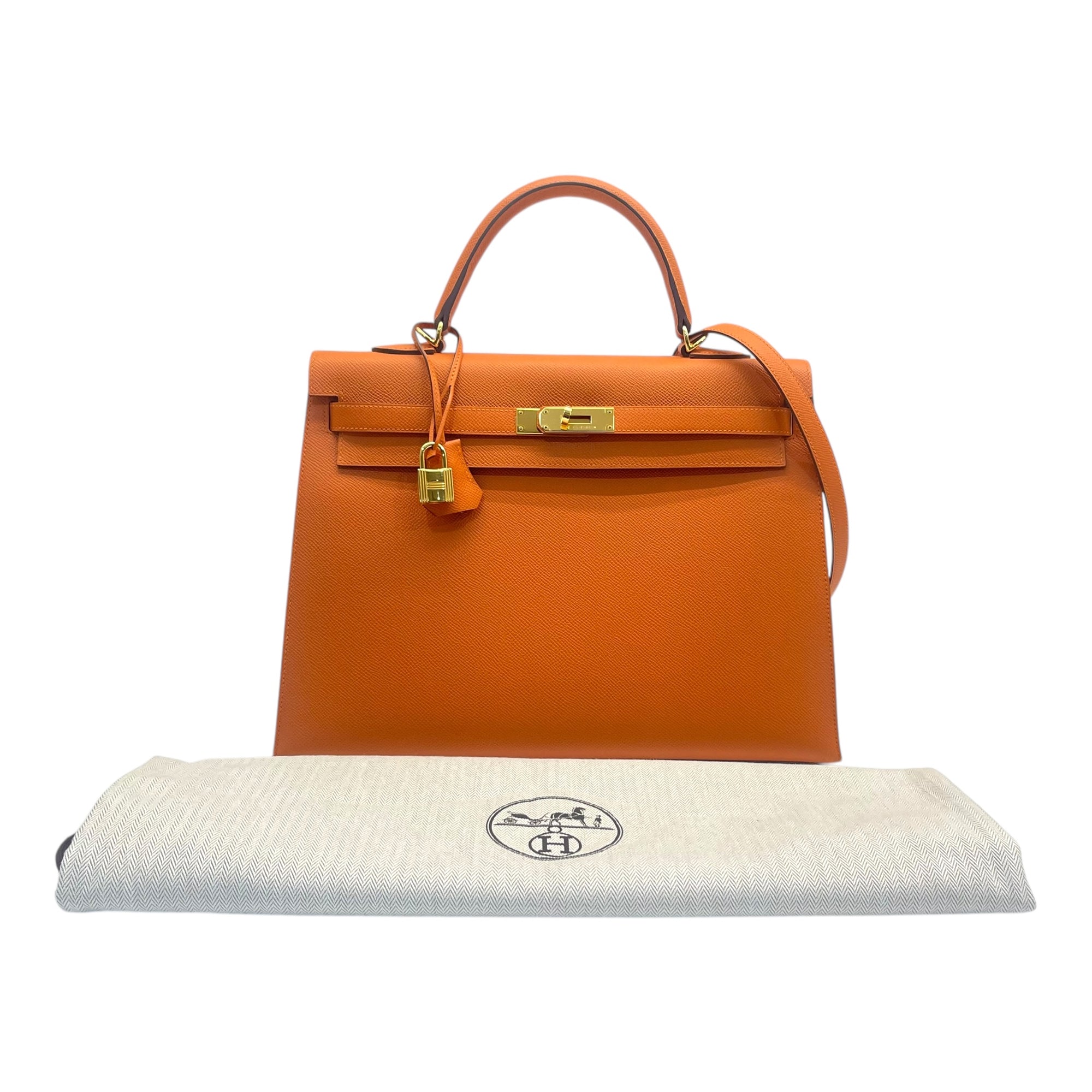 Hermes Kelly 32 Orange Epsom GHW Bag