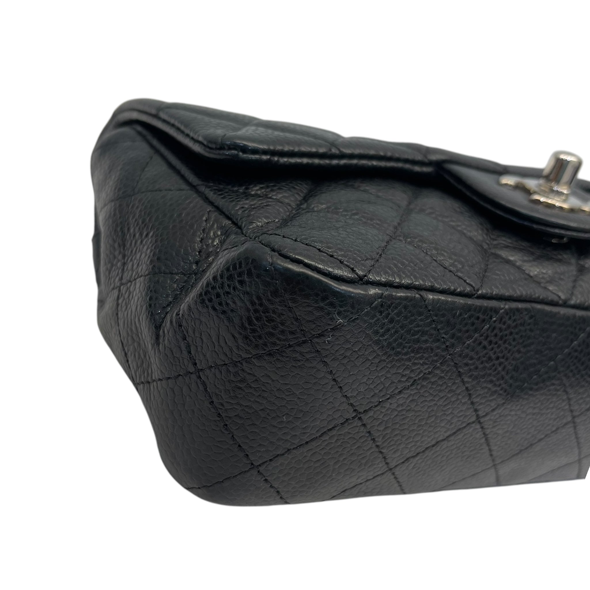Chanel Classic Mini Flap Bag in Black Pebbled Leather