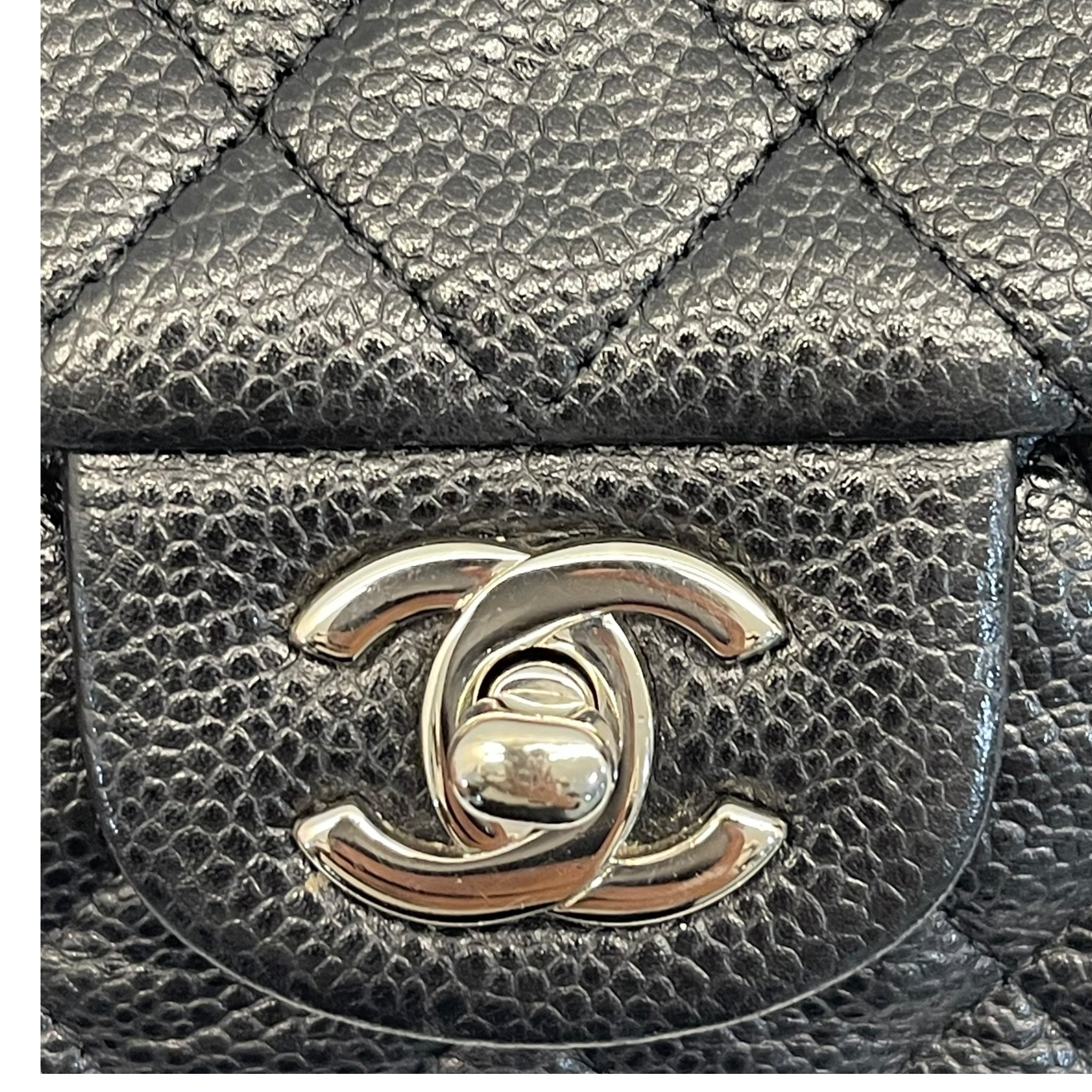 Chanel Classic Mini Flap Bag in Black Pebbled Leather