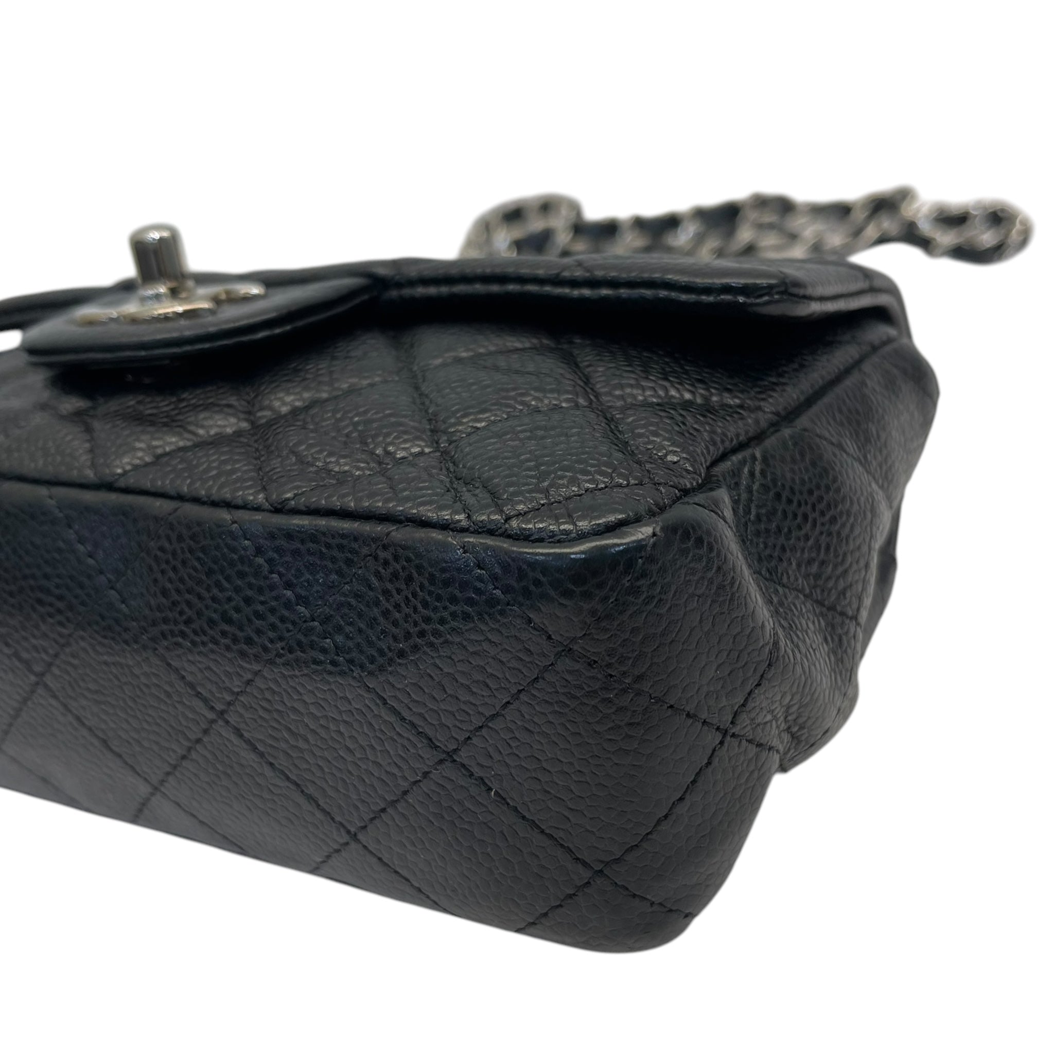 Chanel Classic Mini Flap Bag in Black Pebbled Leather
