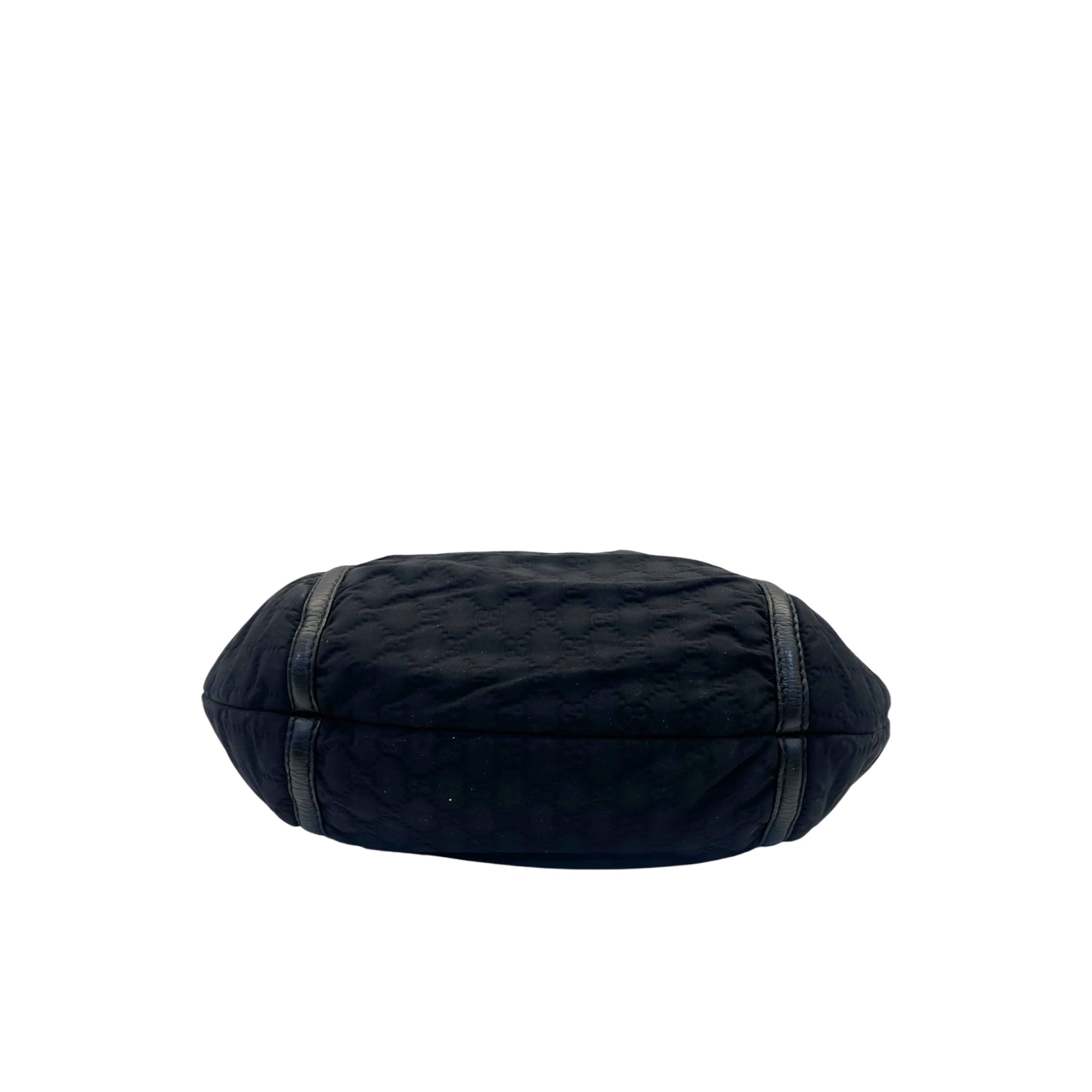 Gucci Black GG Neoprene and Leather Techno Horsebit Hobo Bag