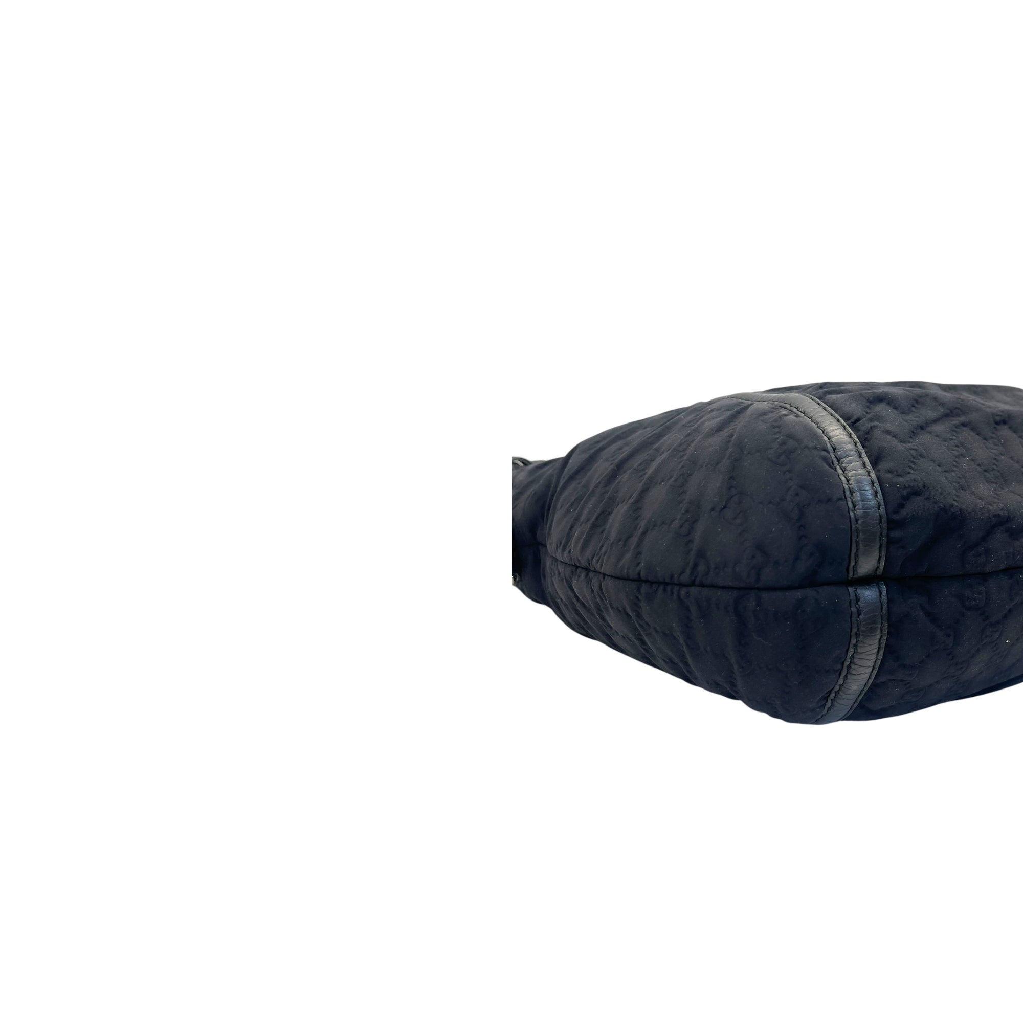 Gucci Black GG Neoprene and Leather Techno Horsebit Hobo Bag