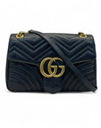 Gucci Black Quilted Leather GG Marmont Medium Matelasse Shoulder Bag