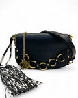 Roberto Cavalli Black Leather Crossbody Bag