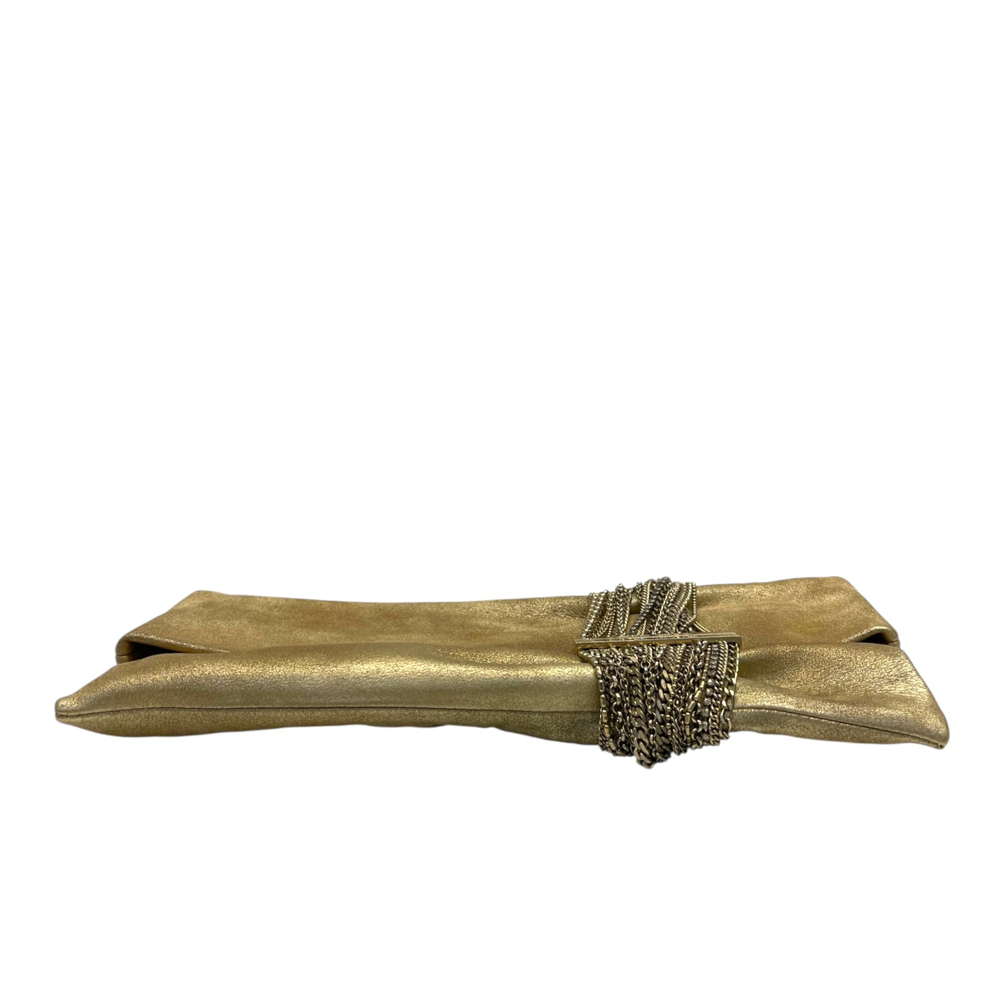 Jimmy Choo Beige Shimmering Suede Chandra Clutch
