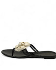 Chanel Cream/Black Jelly Camellia Thong Sandals EU 36