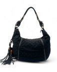 Gucci Black GG Neoprene and Leather Techno Horsebit Hobo Bag