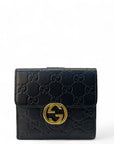 Gucci Black Guccissima Leather Interlocking G French Wallet