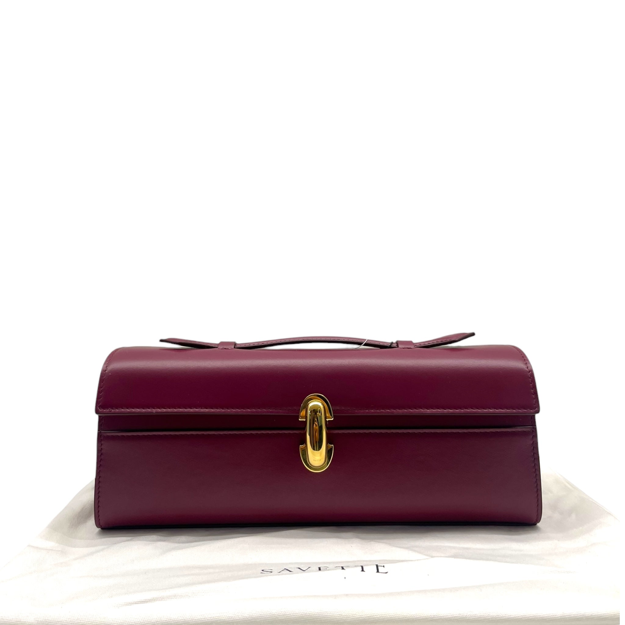 Savette Slim Symmetry Pochette Plum Leather Bag
