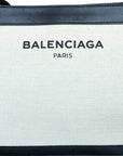 Balenciaga Navy Pochette Bag Beige Canvas/Black Leather Trim