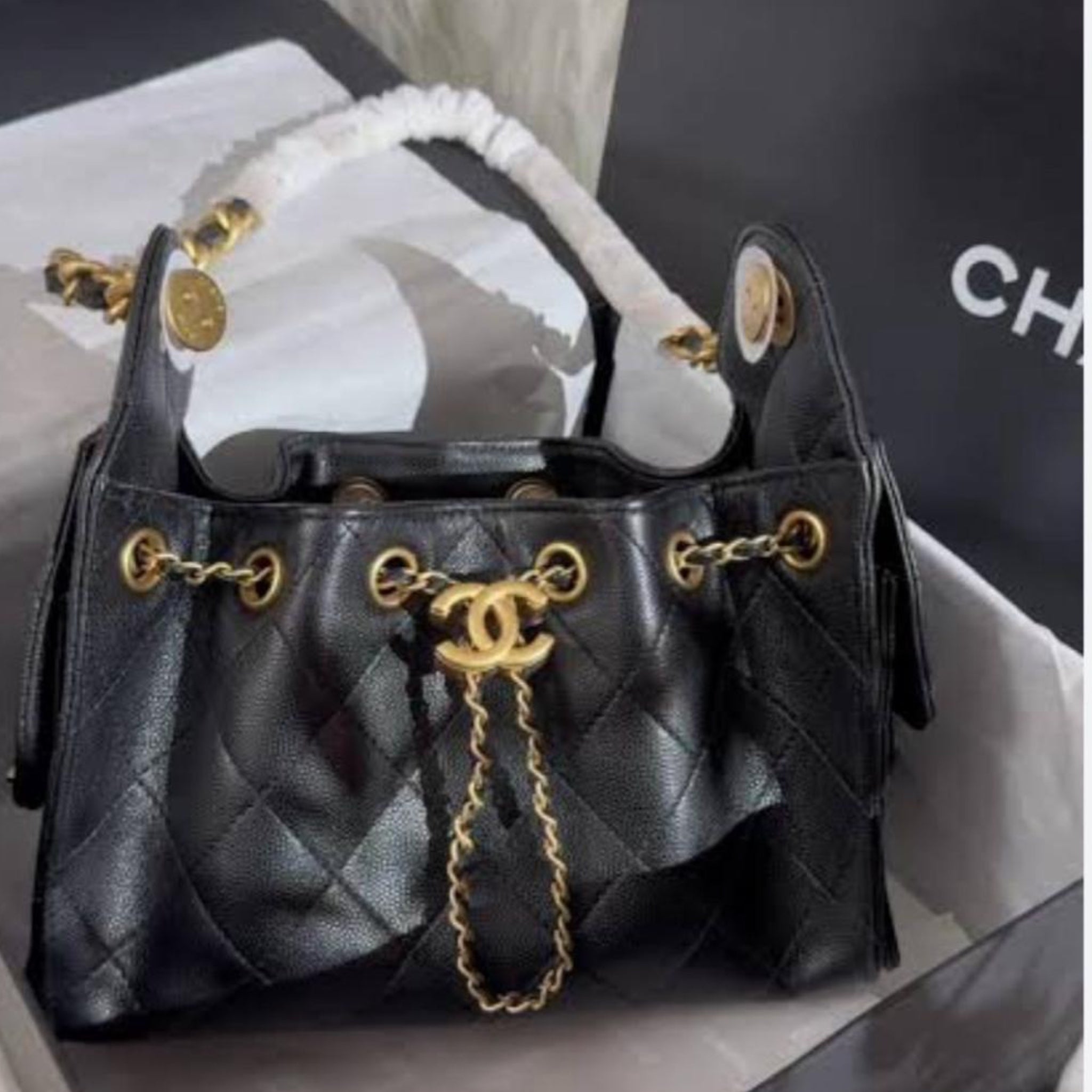 Buy Chanel 25 Mini Handbag Black Grained Calfskin Online