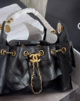 Chanel 25 Mini Handbag Black Grained Calfskin