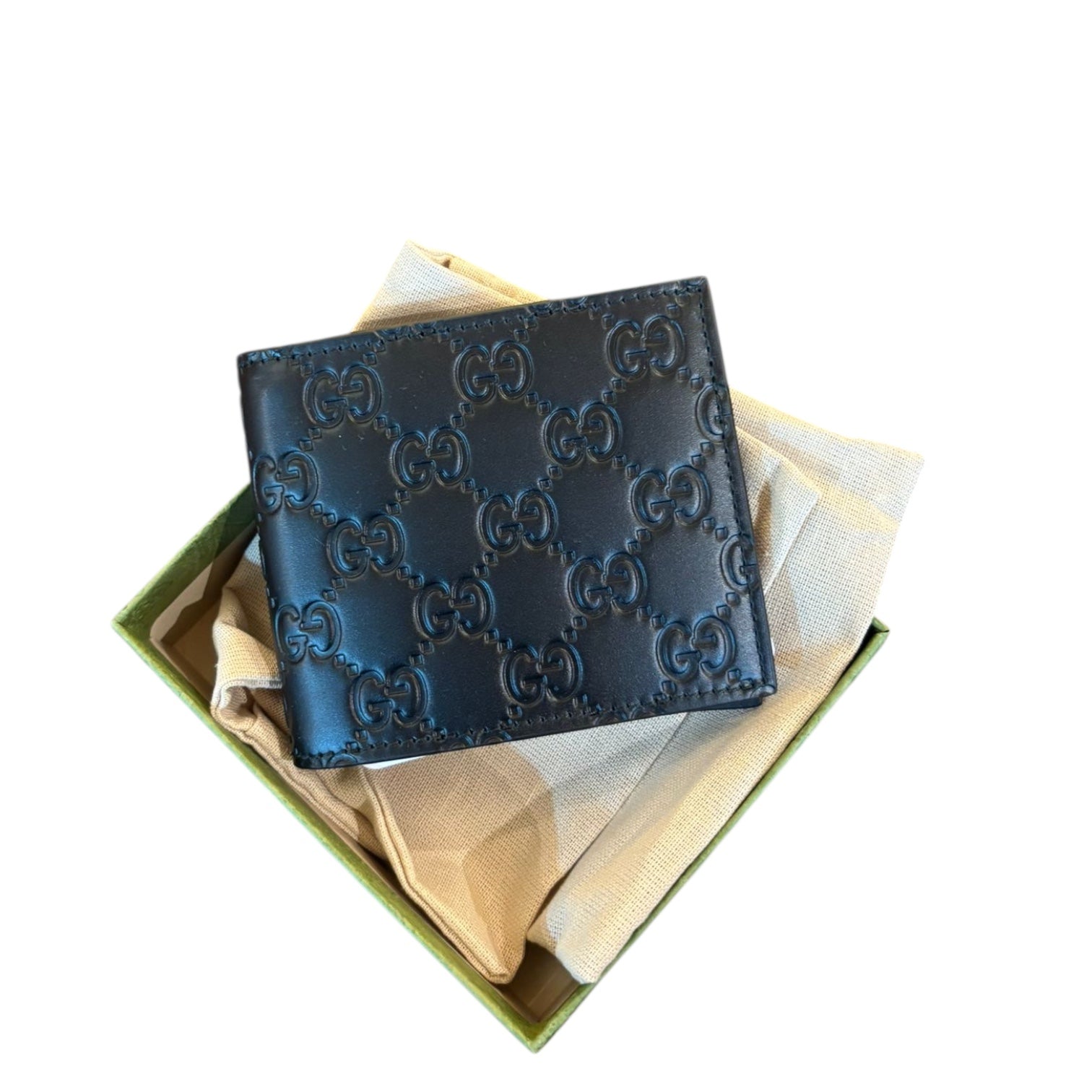 Gucci Emblem Bifold Wallet Black GG Leather