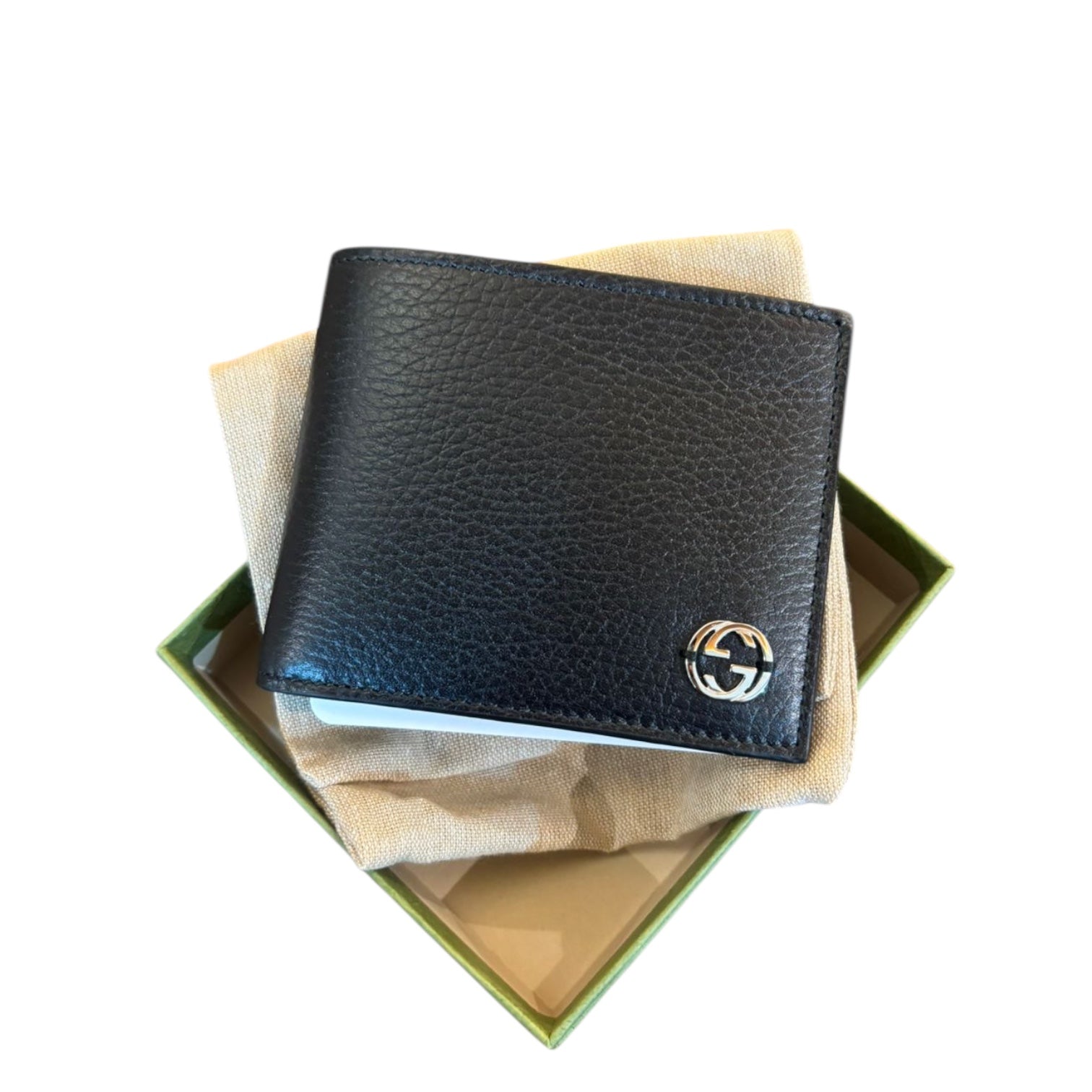 Gucci Interlocking GG Bifold Wallet Black Leather