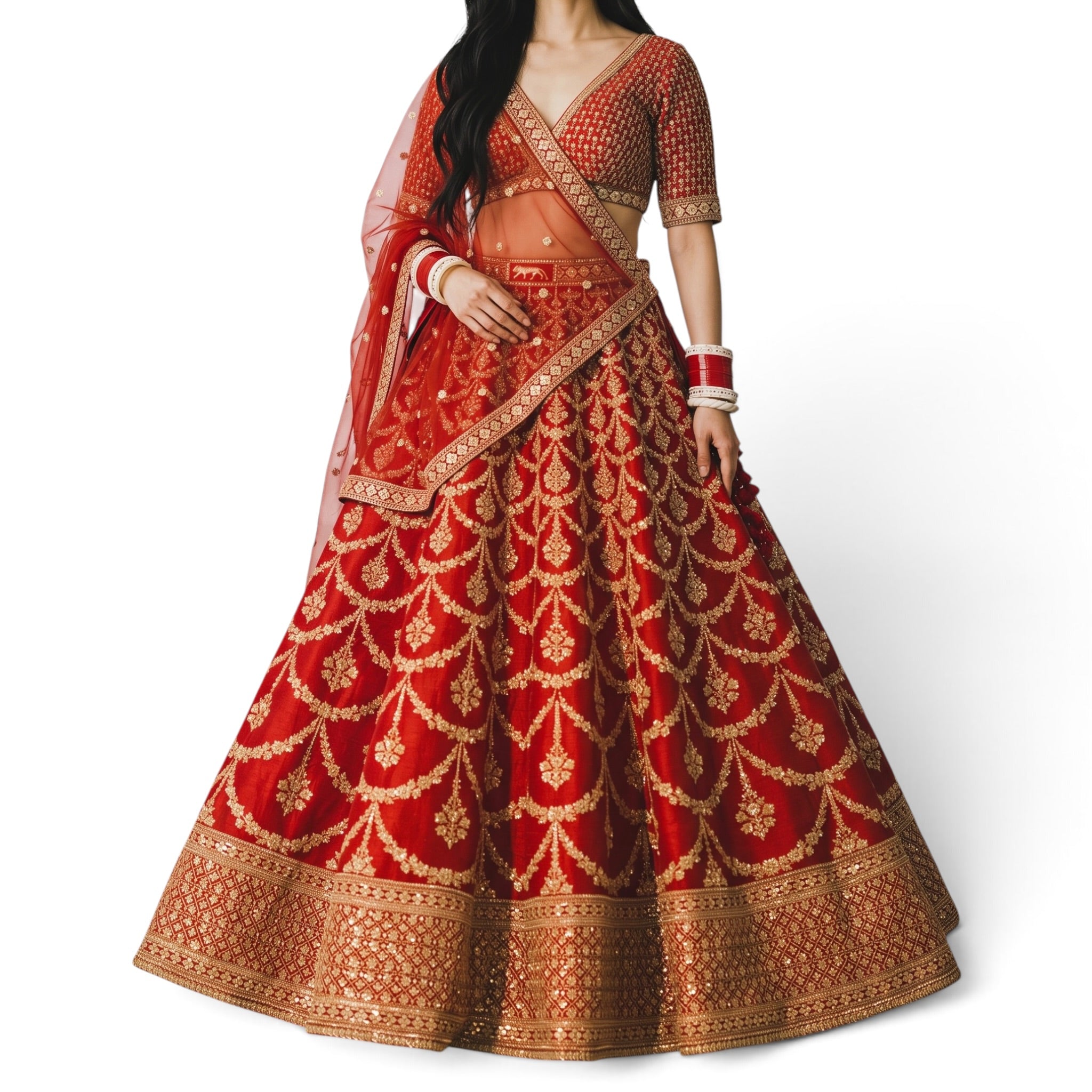 Sabyaschi Red Lehenga