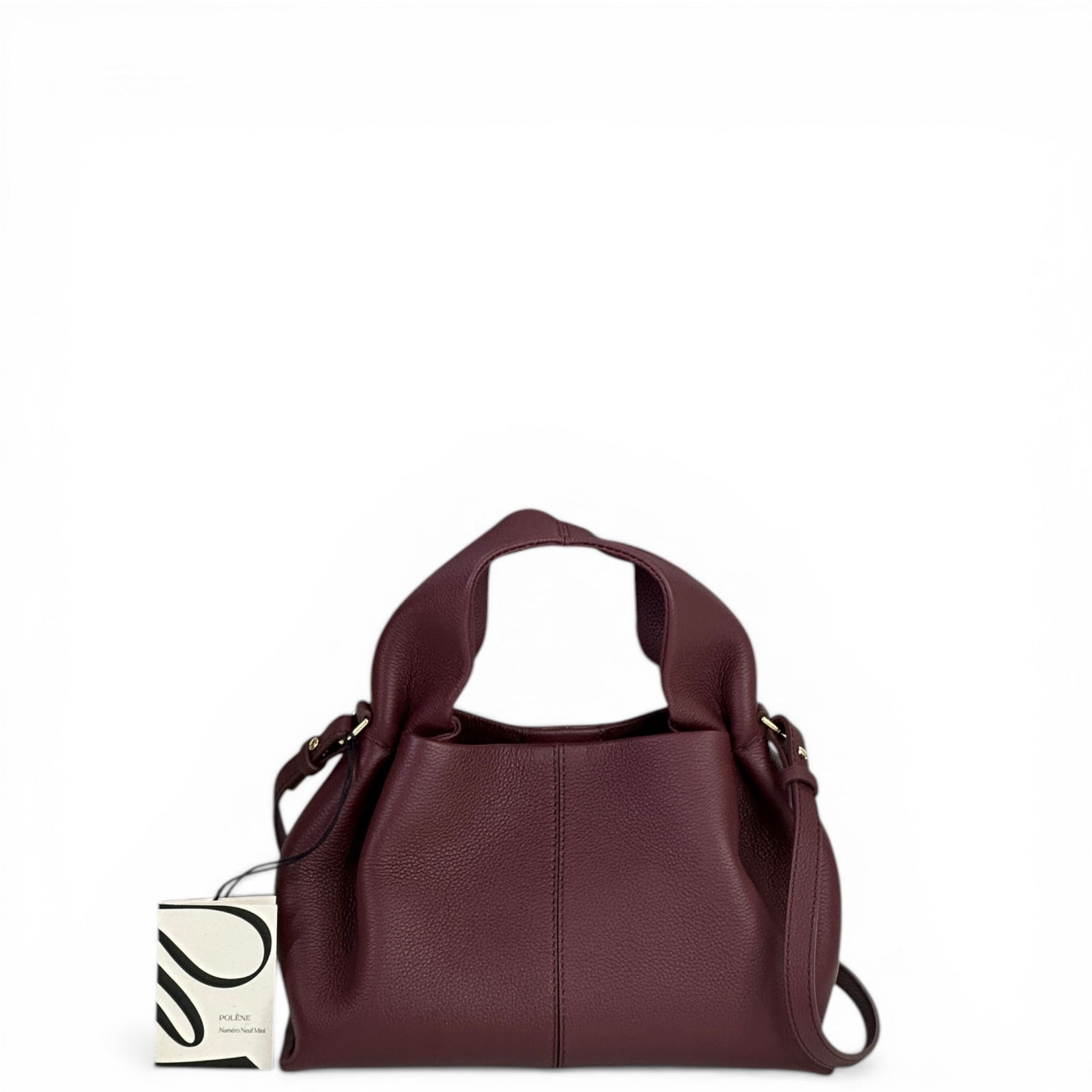 Polène Numéro Neuf Mini Black Cherry Textured Leather