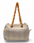 Prada Beige Soft Leather Plastic Chain Shoulder Bag