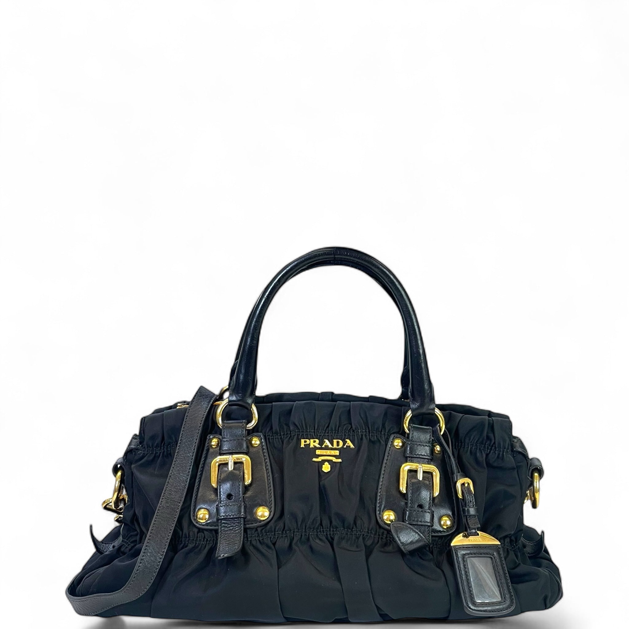 Prada Tessuto Gaufre Satchel Black Nylon Bag