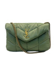 Saint Laurent Olive Puffer Leather Medium Loulou Shoulder Bag